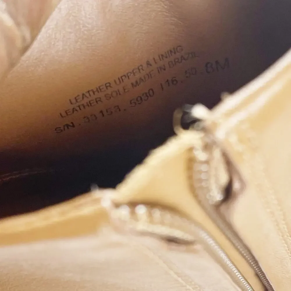 Tory Burch Women's Grove Cap Toe Tan Block Heels Toe Boots Size 8‎
